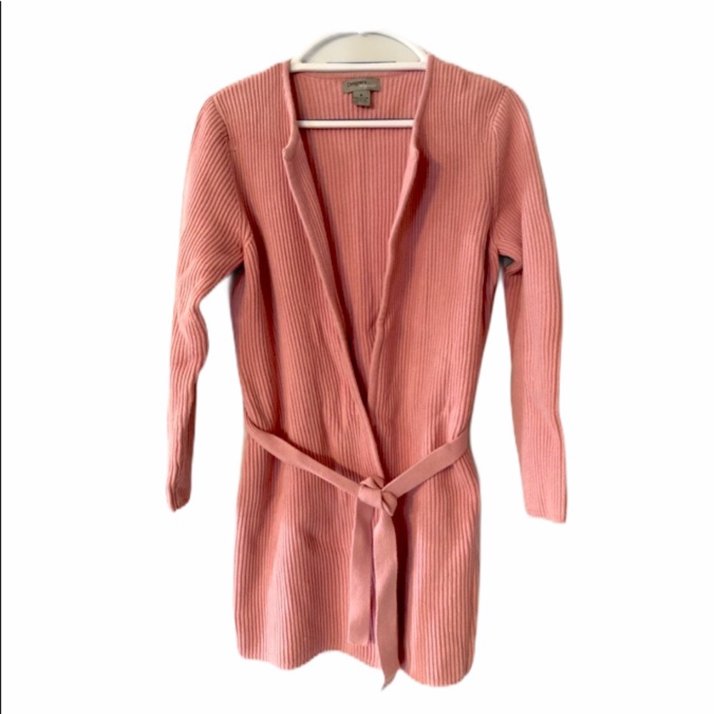 Pink cotton open cardigan